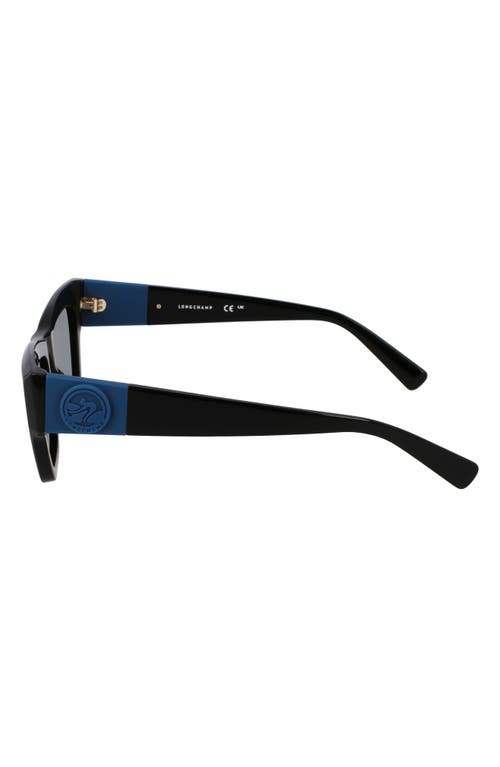 Longchamp Medallion 53mm Modified Rectangular Sunglasses In Black