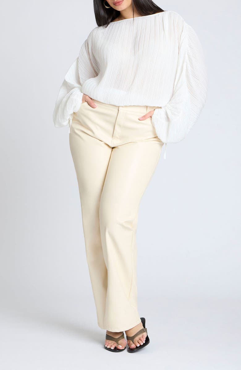 ELOQUII Dolman Long Sleeve Plissé Chiffon Top, Alternate, color, 