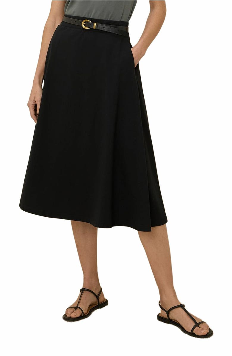 Pact Organic Cotton Fit & Flare Midi Skirt, Alternate, color, Black