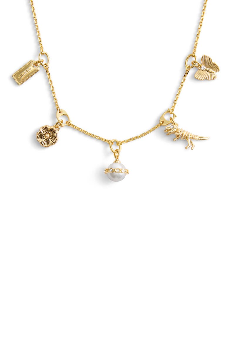 COACH Mixed Charms Necklace, Alternate, color, 