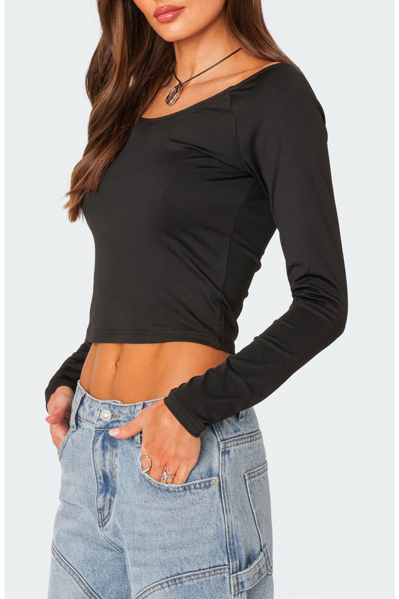 Tahlia Off the Shoulder Crop Top, Alternate, color, BLACK