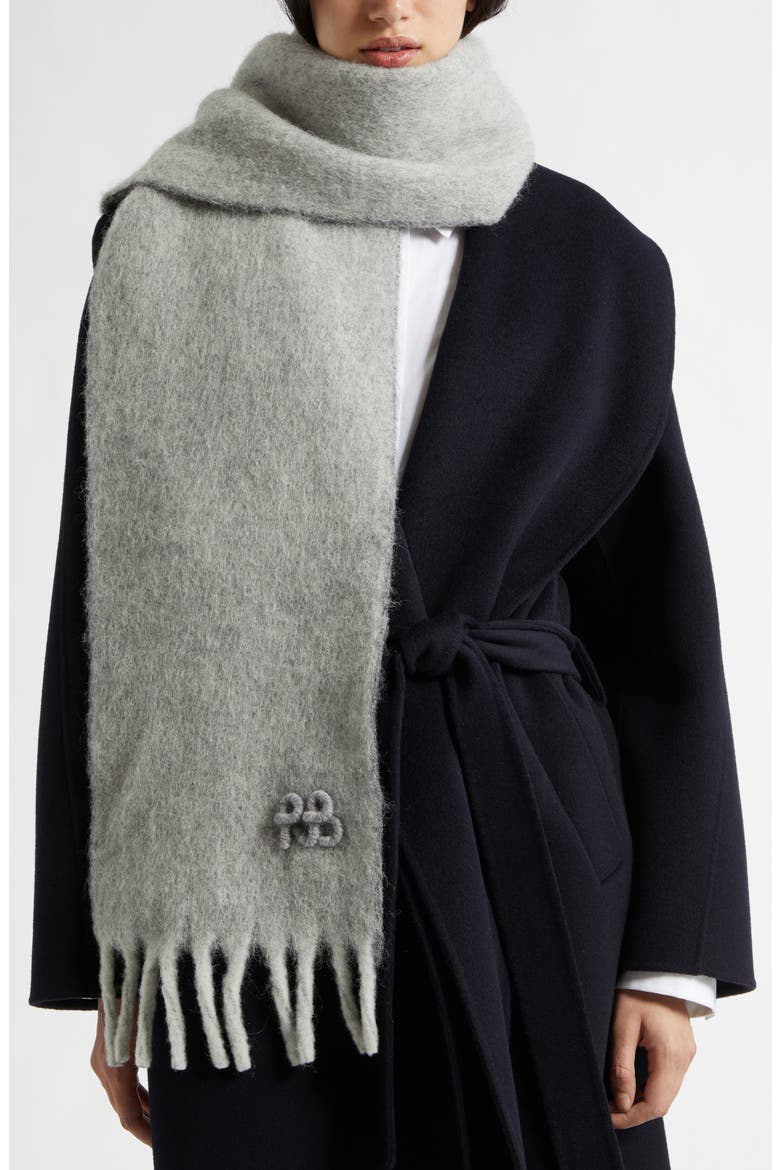 RB Wool Blend Fringe Scarf, Alternate, color, GREY