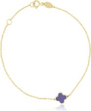 The Lovery Fine Jewelry Mini Amethyst Single Clover Bracelet