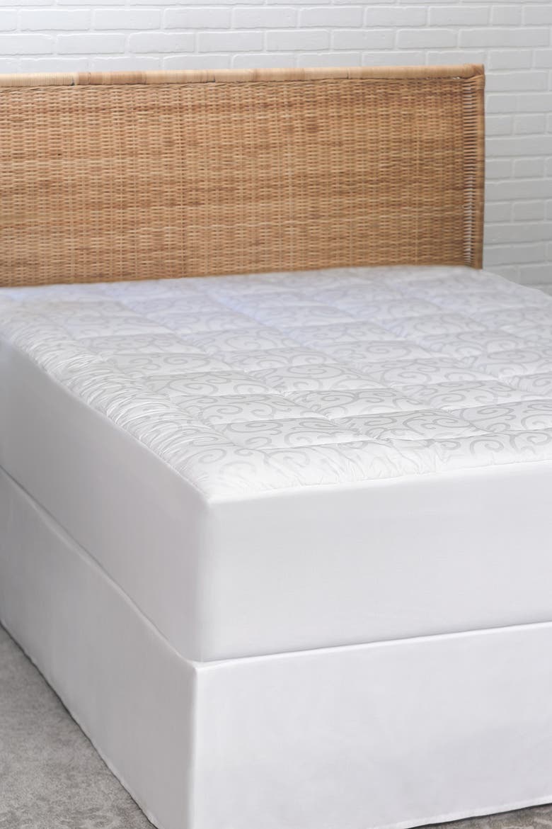Candice Olson King Cotton Jacquard Mattress Pad, Main, color, WHITE