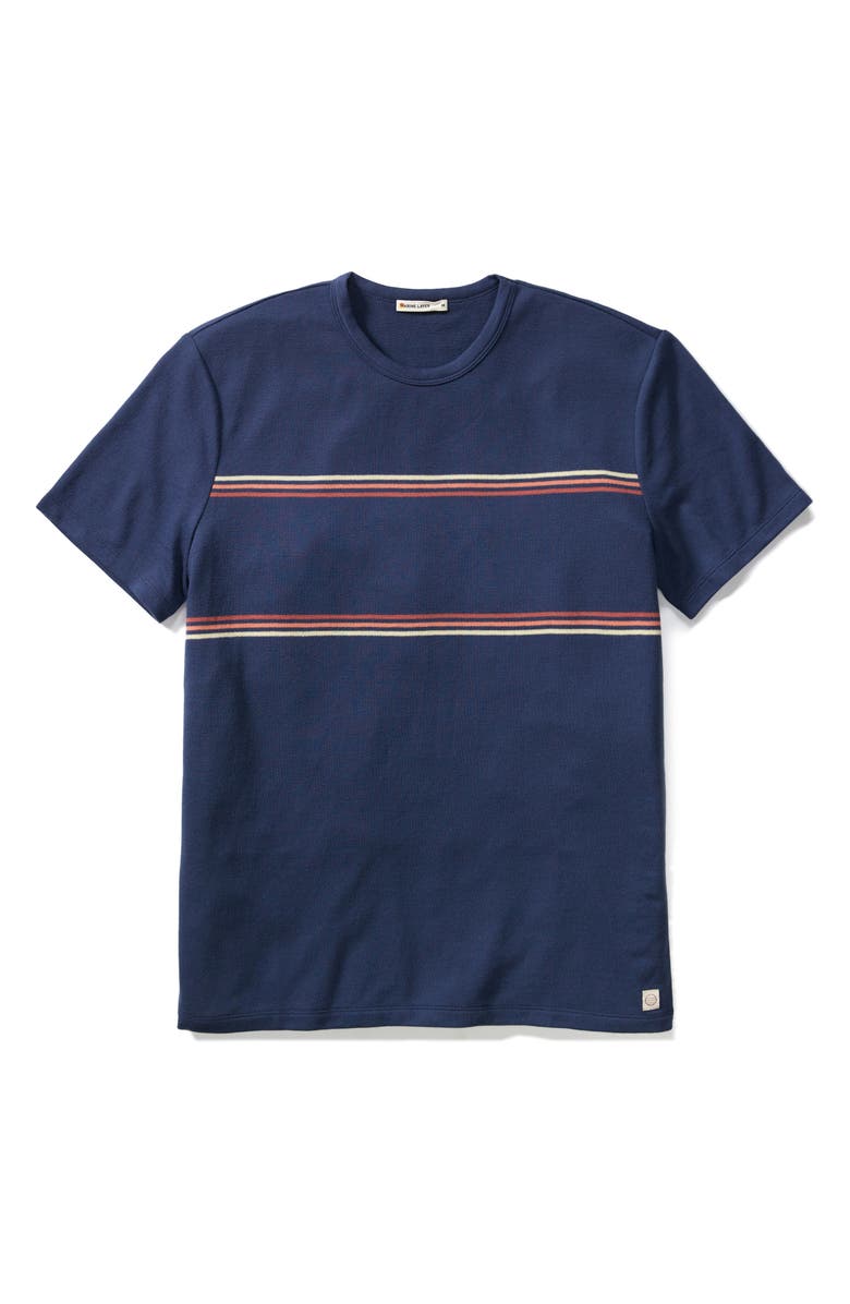 Marine Layer Signature Jacquard Stripe T-Shirt, Alternate, color, Navy Sunset Stripe