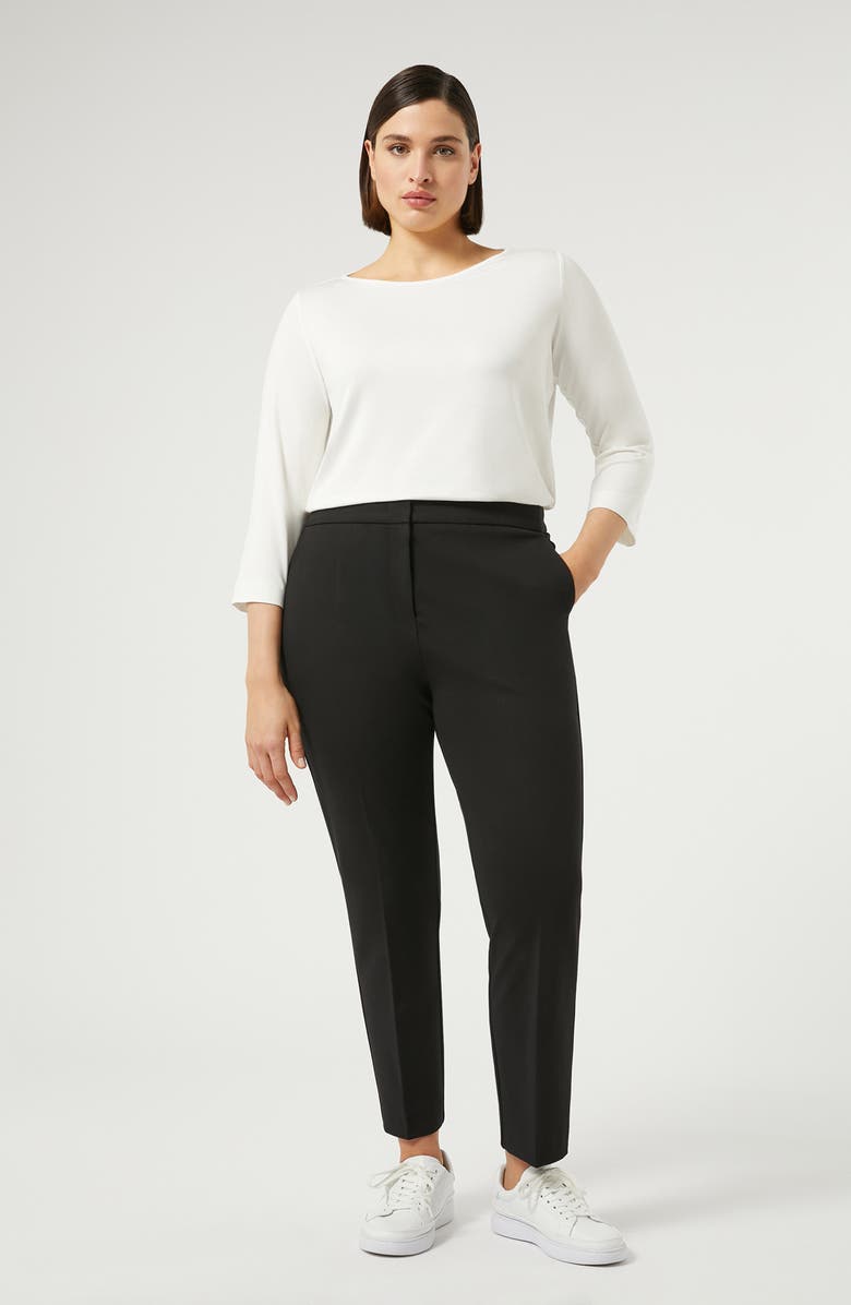 Marina Rinaldi Nada Slim Fit Jersey Ankle Pants, Alternate, color, Black