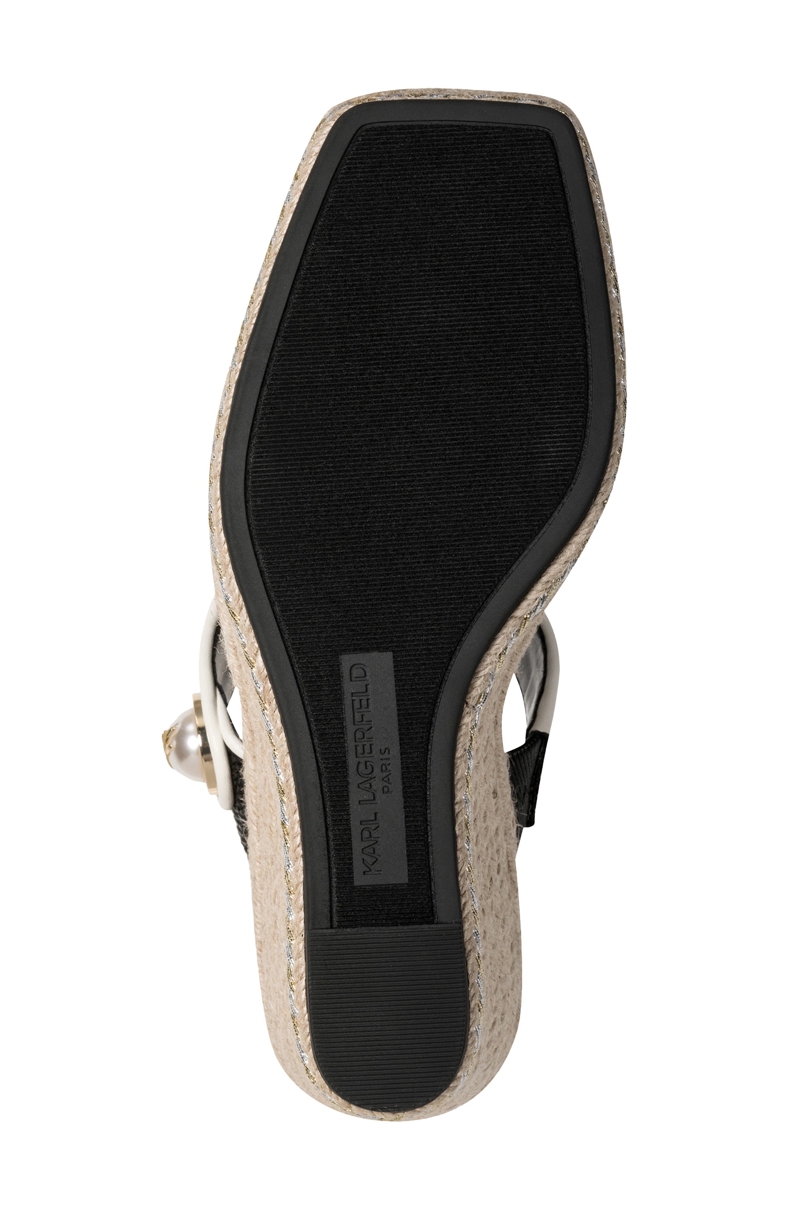 KARL LAGERFELD PARIS Carsen Double Band Espadrille Sandal, Alternate, color, Black/ Cream