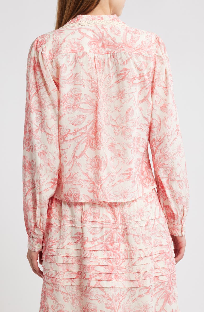 LOVE THE LABEL Lucie Floral Lace Trim Cotton Blend Button-Up Shirt, Alternate, color,