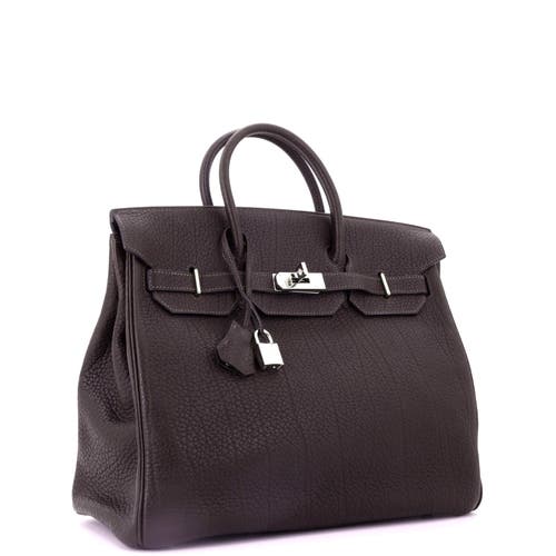 Pre-owned Hermes Hermes Hac Birkin Bag Brown Fjord With Palladium Hardware 32 In Brown