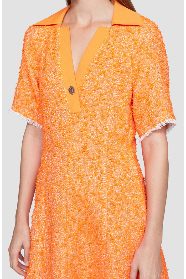 Rib Collar Spring Tweed Minidress, Alternate, color, NEON ORANGE MULTI