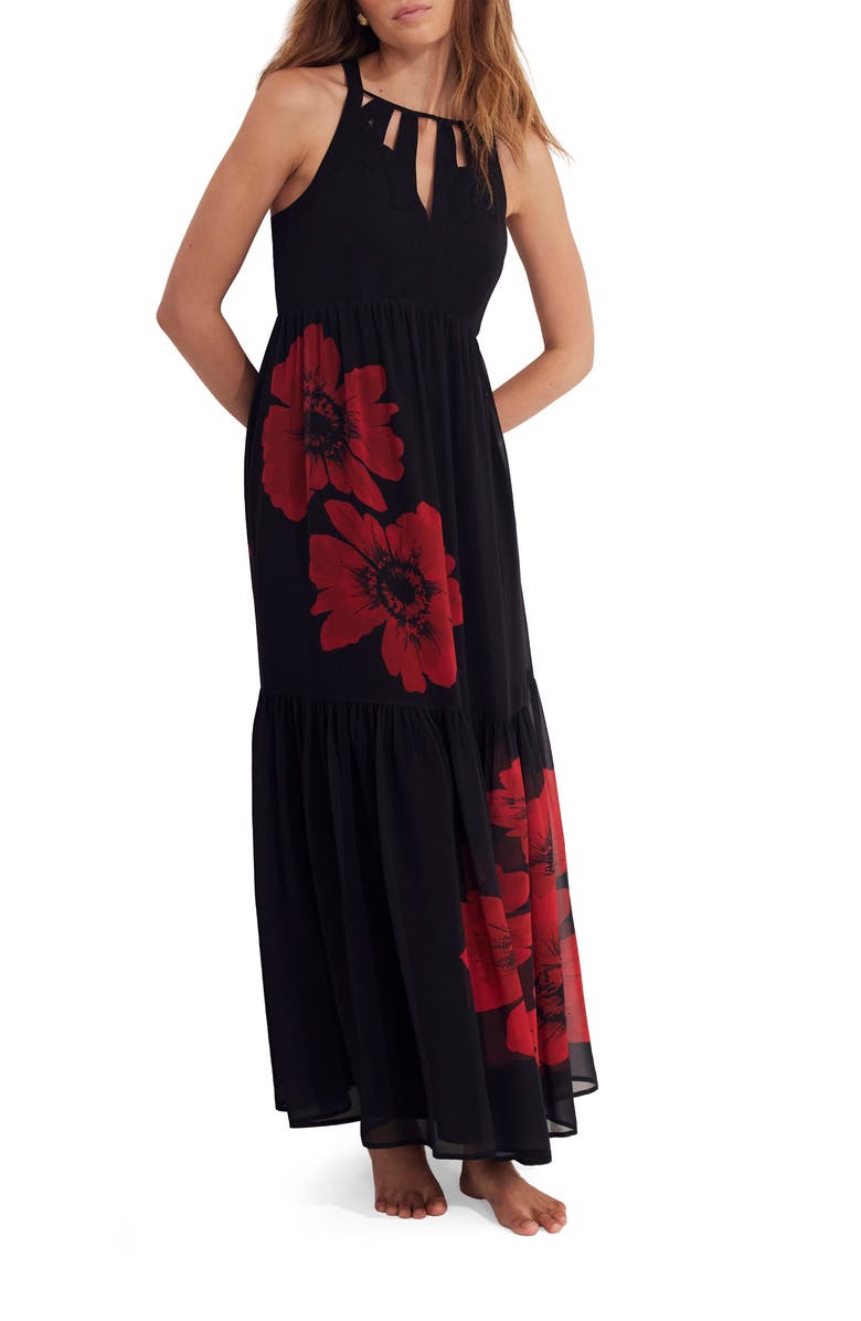 MINT VELVET Floral Keyhole Maxi Dress, Alternate, color, Red