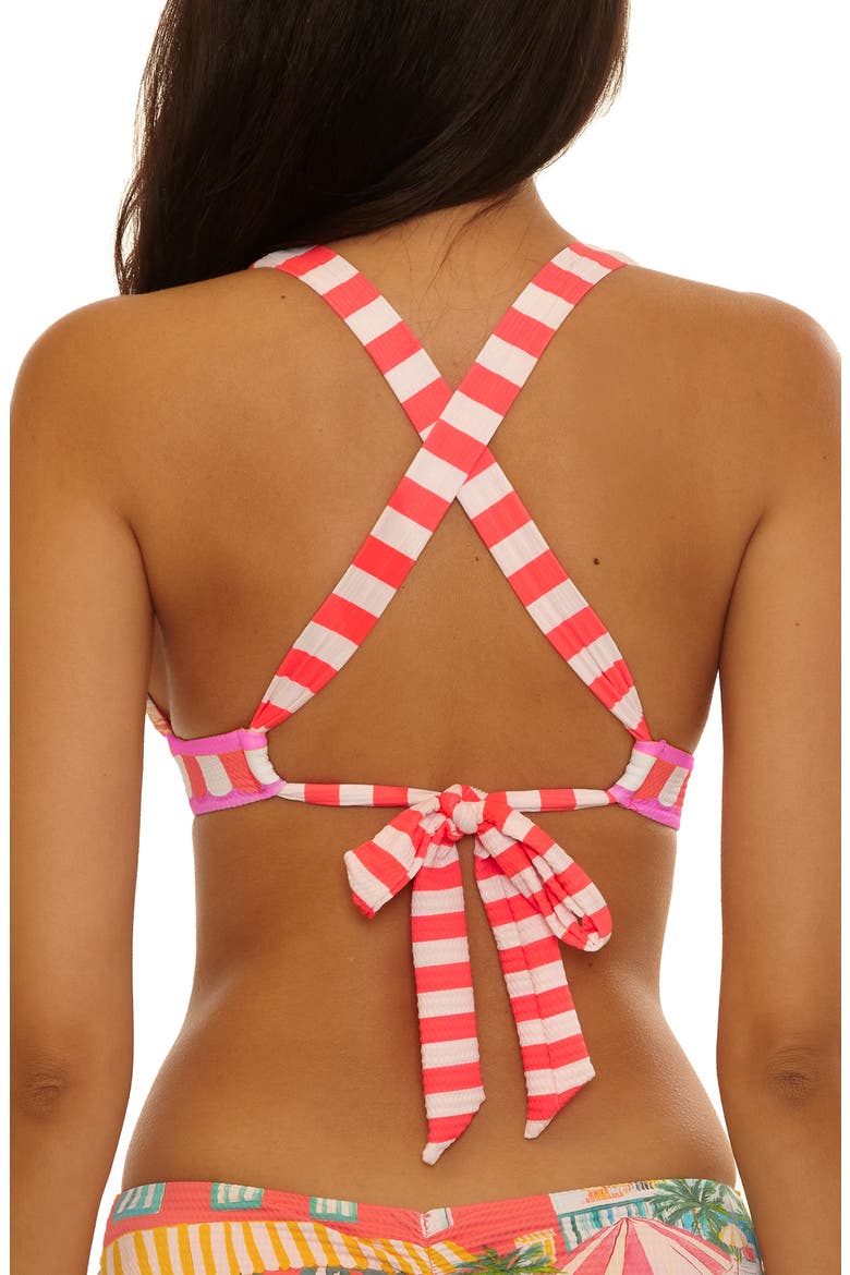 Miami Modern Edge Halter Bikini Top, Alternate, color, PINK BLUE MULTI