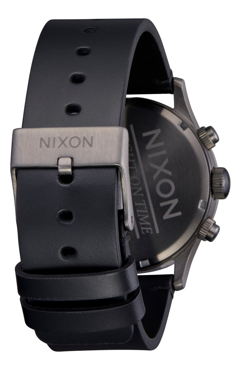 Nixon The Sentry Chronograph Leather Strap Watch, 42mm, Alternate, color,