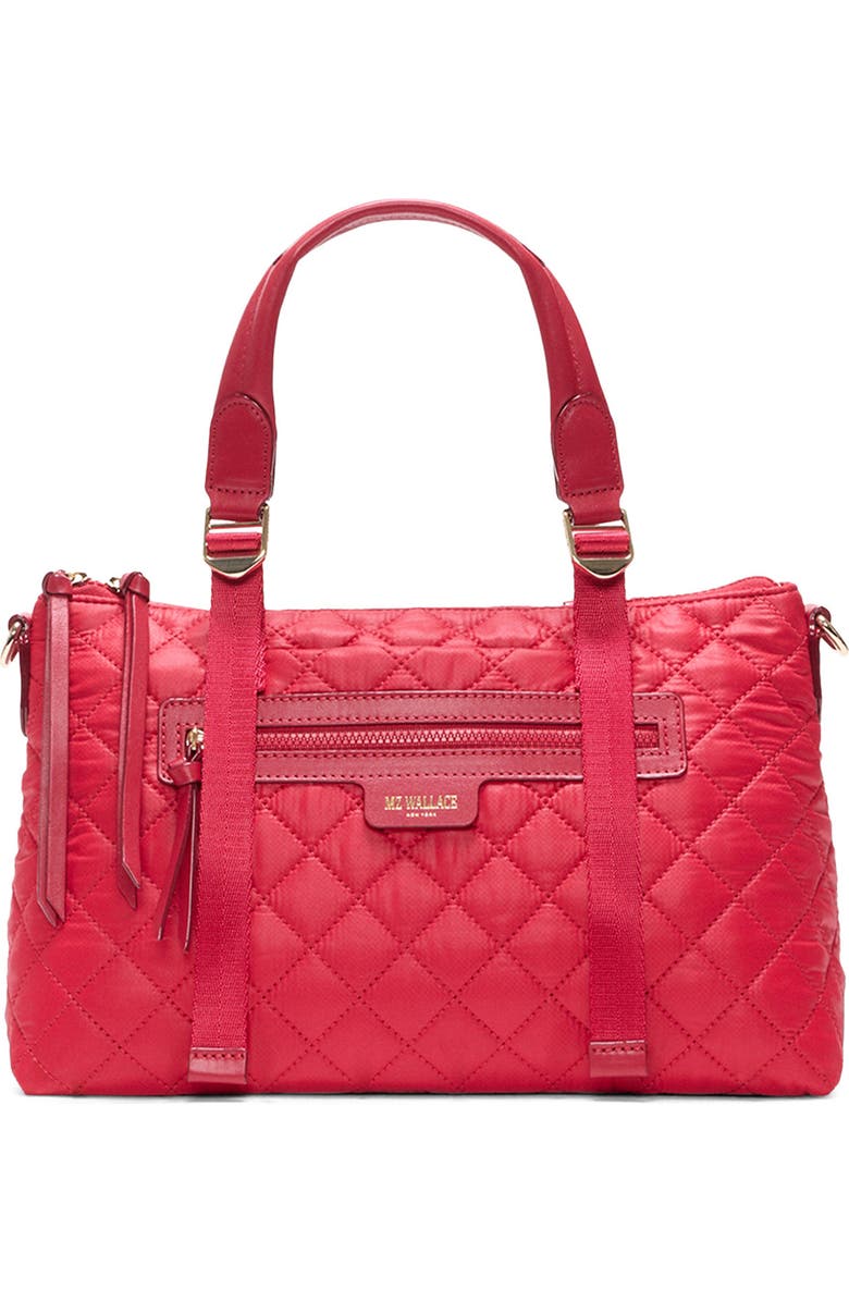 MZ Wallace Small Park Quilted Nylon Satchel, Main, color, Apple