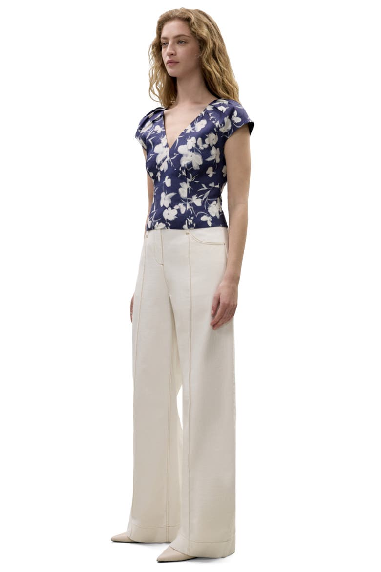 Bea Linen Blouse, Alternate, color, Navy Combo