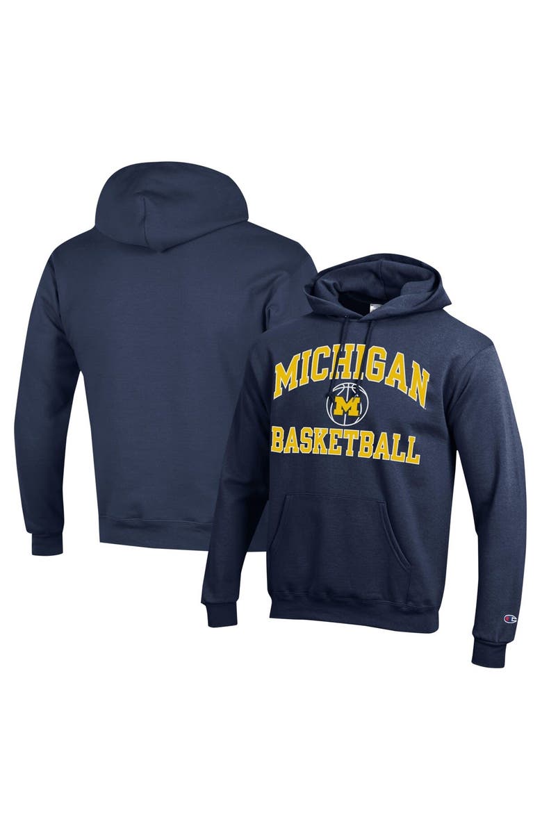 Champion Men's Champion Navy Michigan Wolverines Basketball Icon Powerblend Pullover Hoodie, Main, color, 