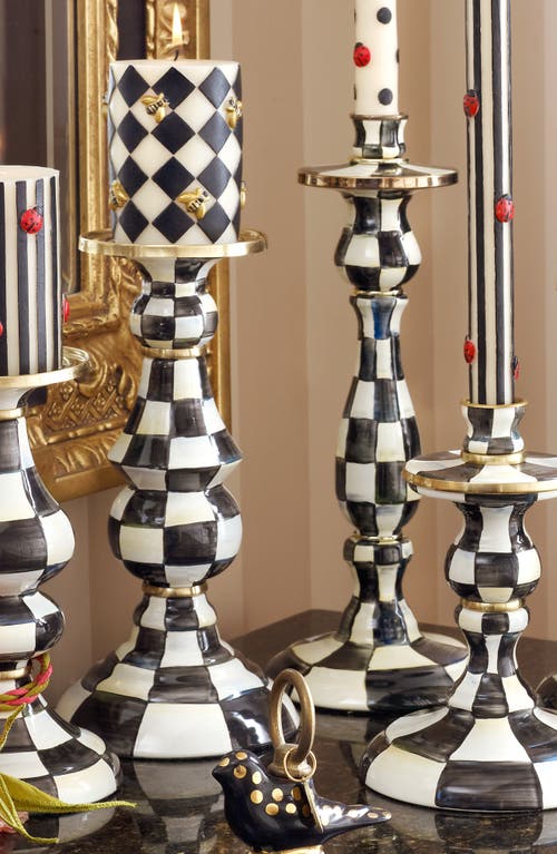 Mackenzie-childs Mackenzie Childs Courtly Check Large Pillar Candleholder