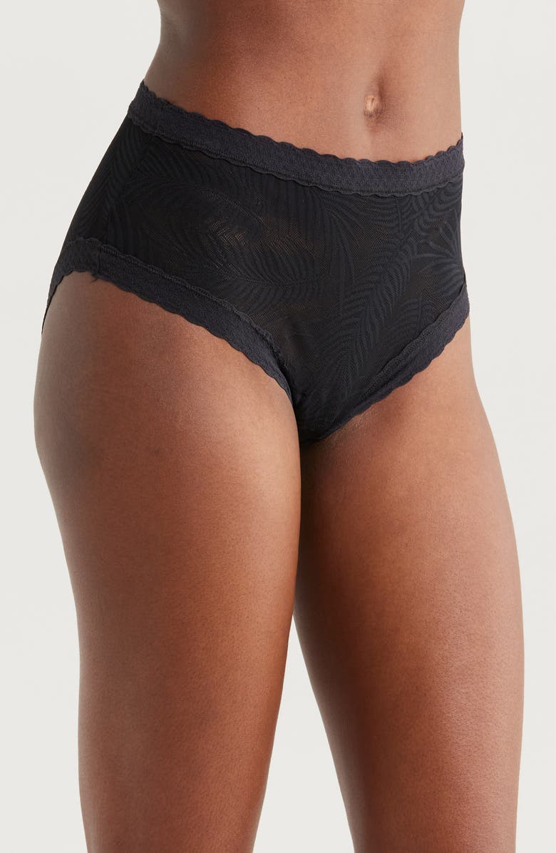 MeUndies Allover Lace High Waist Briefs, Alternate, color, Black Feather