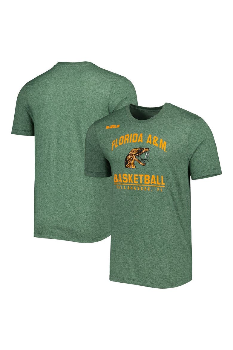 Men's Nike x LeBron James Heather Green Florida A&M Rattlers Marled T-Shirt, Main, color, Heather Green