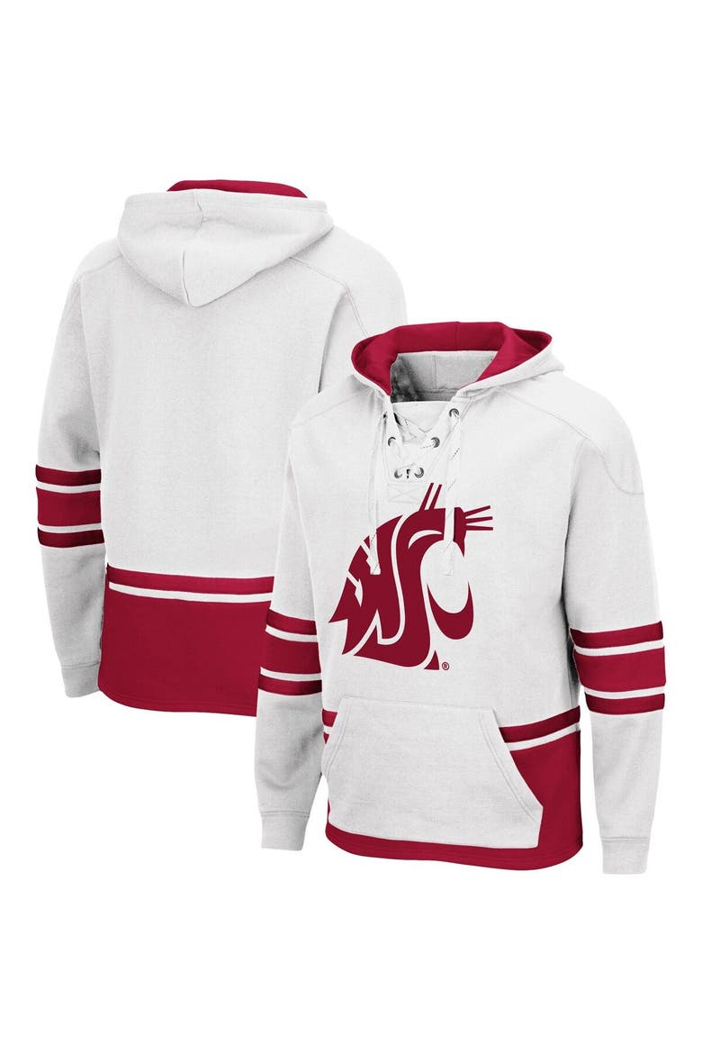 Men's Colosseum White Washington State Cougars Lace Up 3.0 Pullover Hoodie, Main, color, White