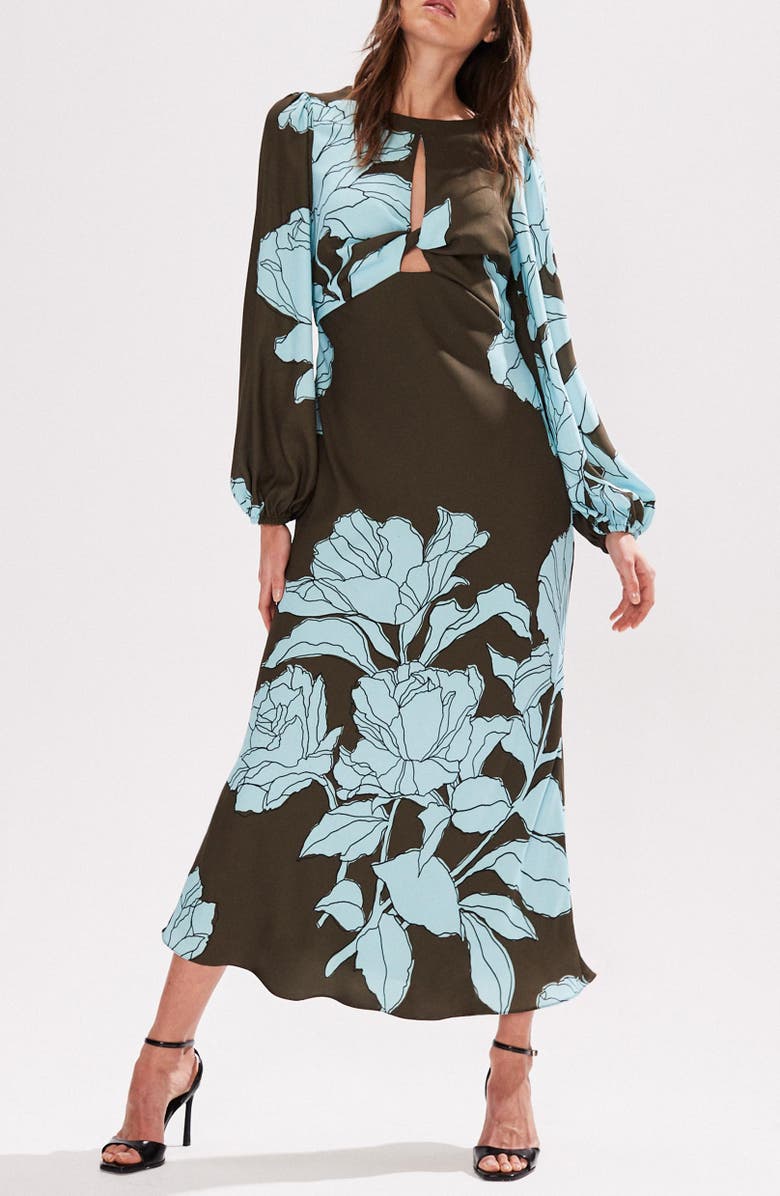 Ro&Zo Mae Floral Twist Front Midi Dress, Alternate, color,