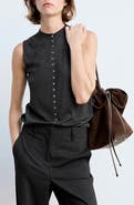 MANGO Button Front Fine Knit Sleeveless Top