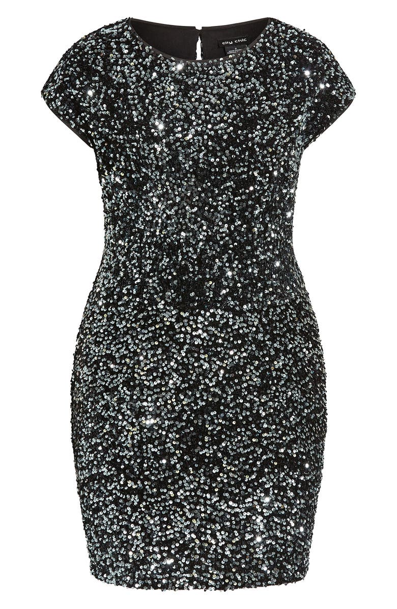 City Chic Sequin Cocktail Dress, Alternate, color, 