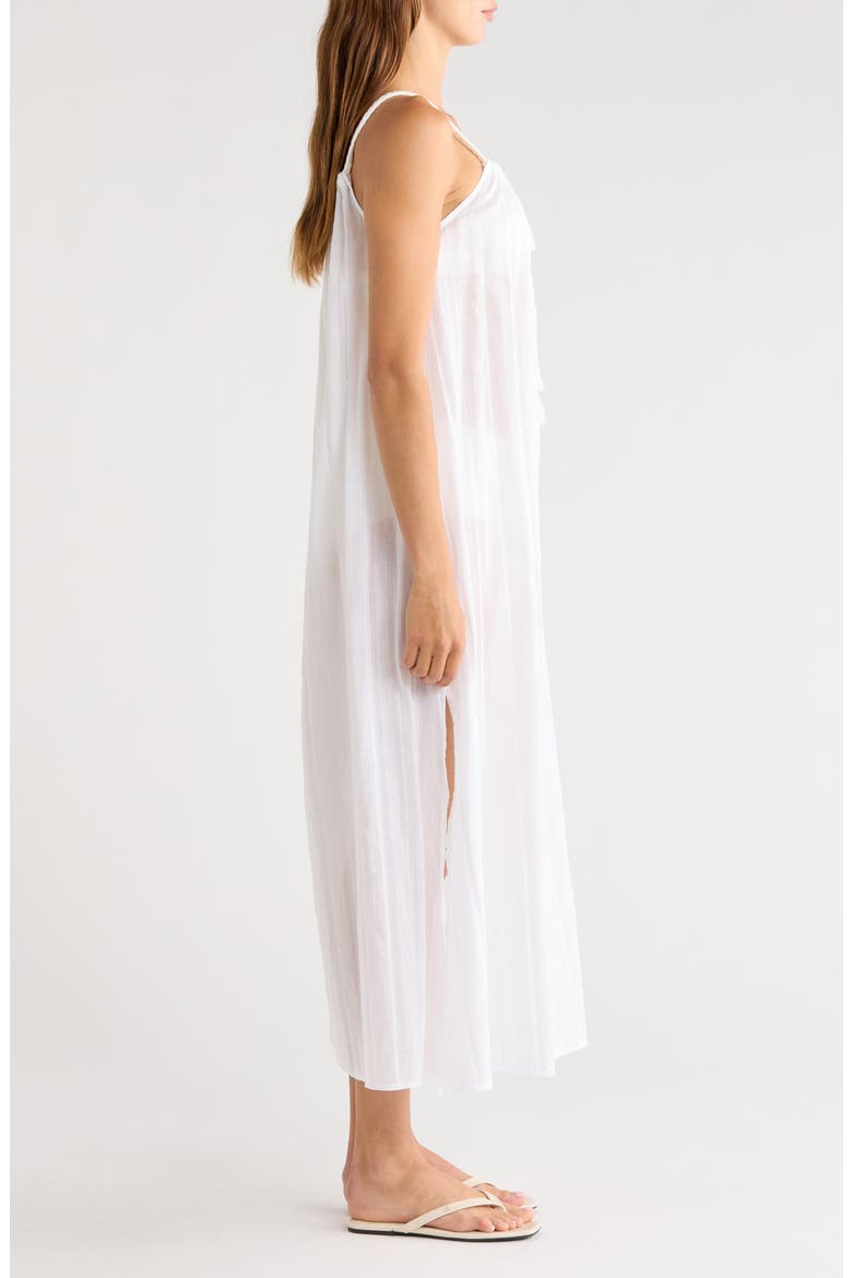 Textured Stripe Cotton Cover-Up Maxi Dress, Alternate, color, WHITE