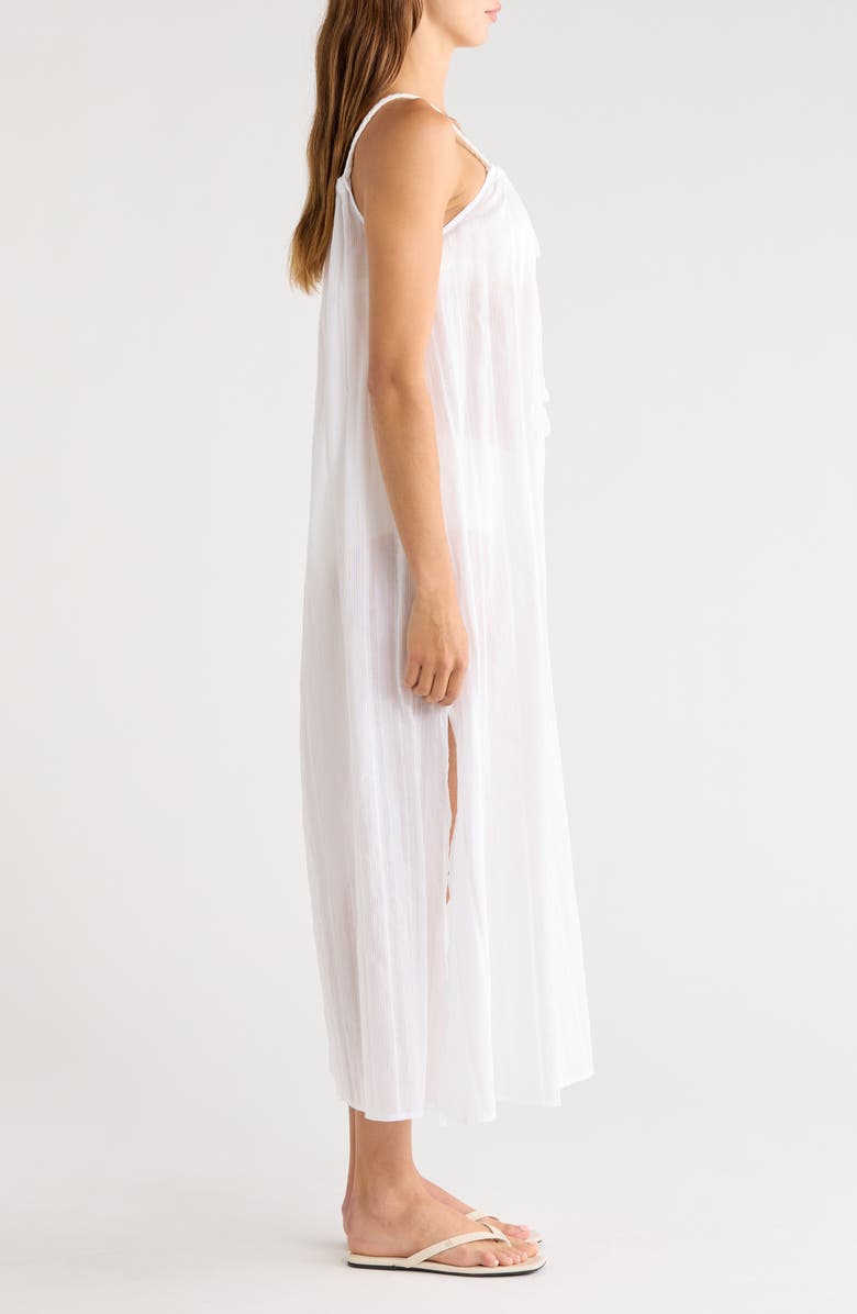 Nordstrom Textured Stripe Cotton Cover-Up Maxi Dress, Alternate, color, White