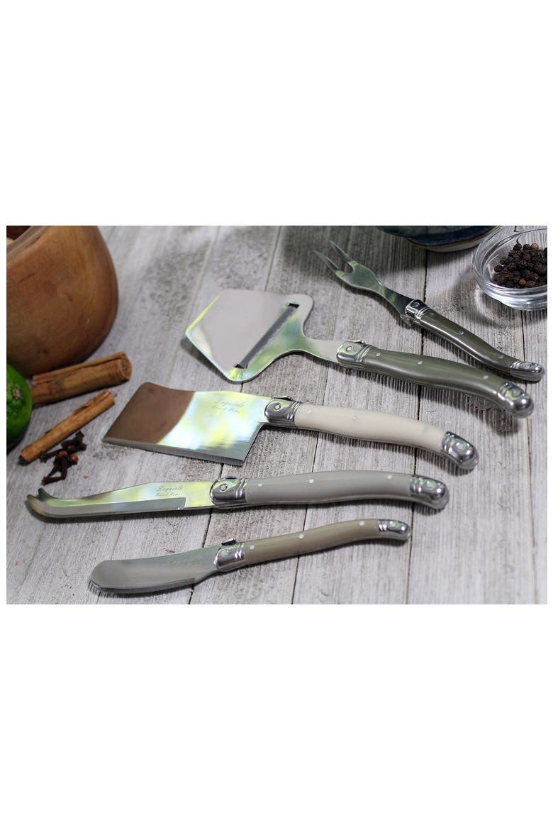 5-Piece Laguiole Mist Cheese Knife/Fork & Slicer Set, Alternate, color, MIST COLORS