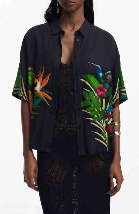 Desigual Floral Short Sleeve Cover-Up Shirt