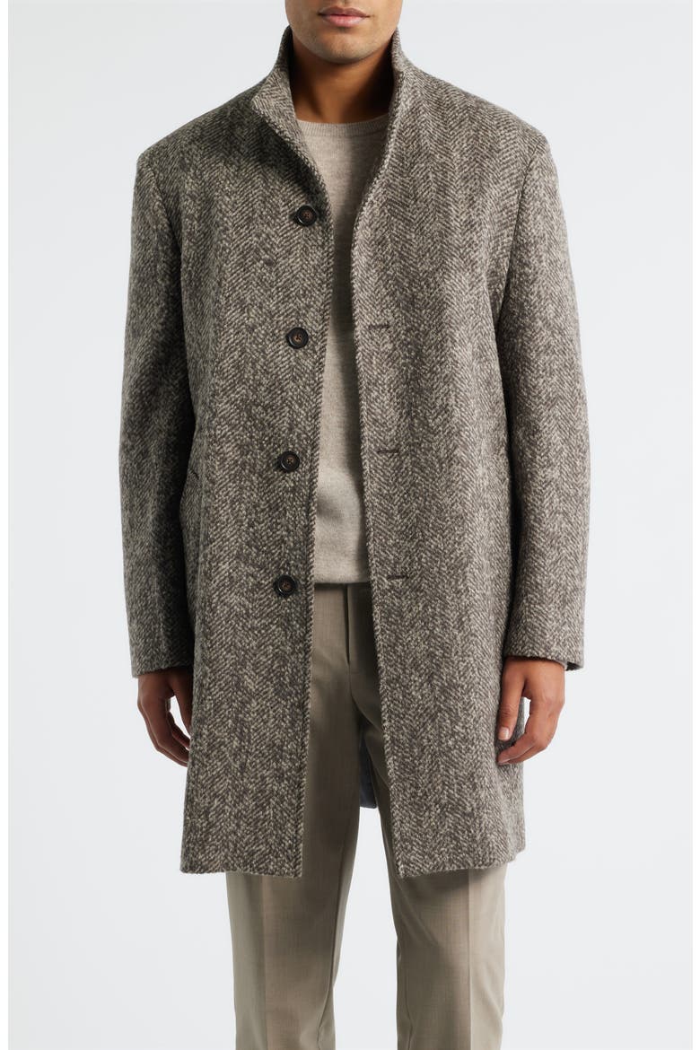 Wiktor Herringbone Wool Blend Coat, Main, color, LIGHT BROWN