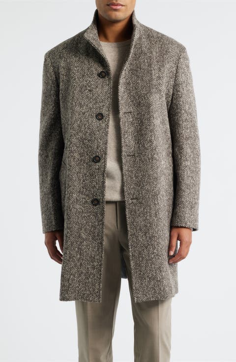 Wiktor Herringbone Wool Blend Coat