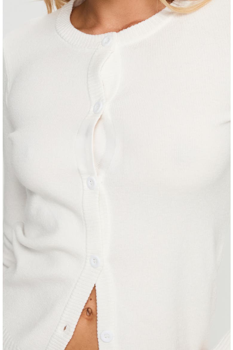 Lauraine Crewneck Cardigan, Alternate, color, WHITE