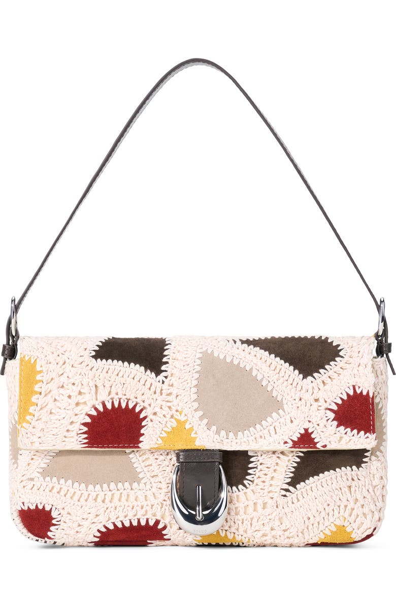 STAUD Harlow Patchwork Shoulder Bag, Main, color, Suede Patchwork