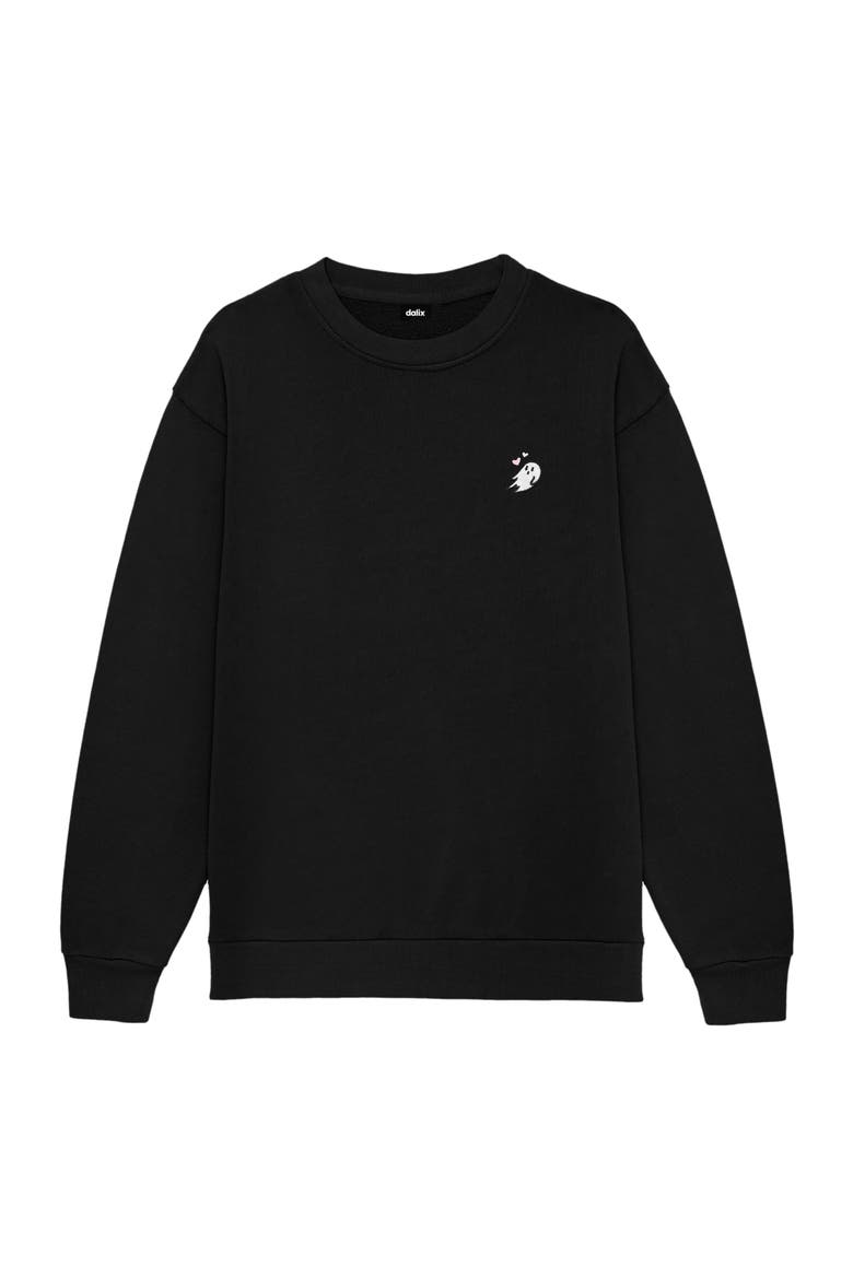 Heartly Ghost Womens Heavyweight Relaxed Sweatshirt, Main, color, Black