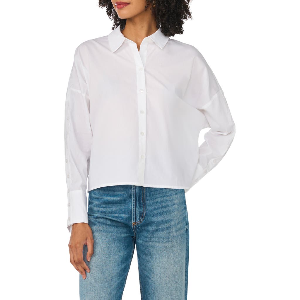 1.state Button Detail Cotton Shirt In Ultra White