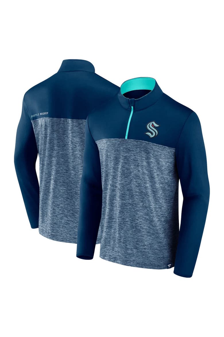 Men's Fanatics Deep Sea Blue Seattle Kraken Iconic Defender Quarter-Zip Jacket, Alternate, color, Navy