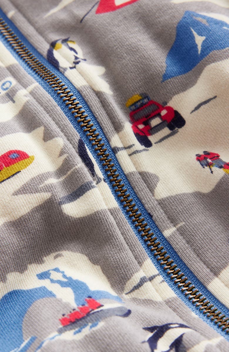 Mini Boden Kids' Ski Print Fleece Lined Zip-Up Hoodie, Alternate, color, 