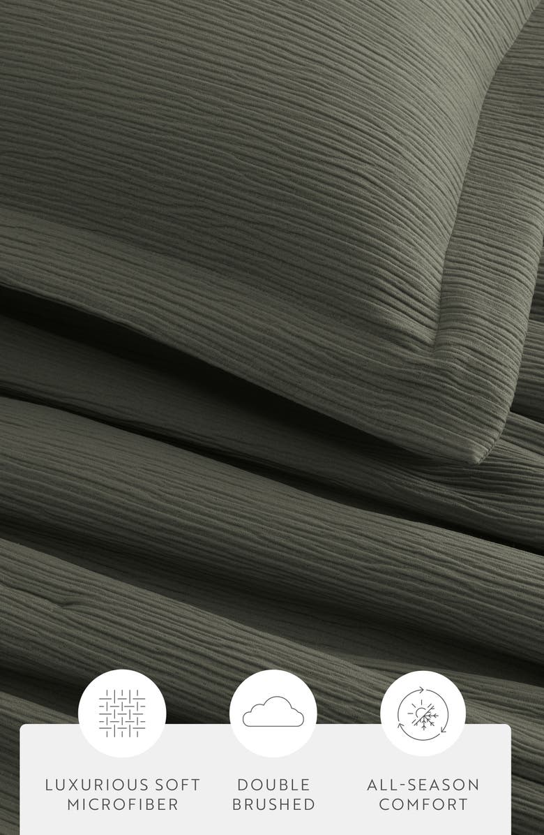 HOMESPUN Double Gauze 3-Piece Comforter Set, Alternate, color, Olive