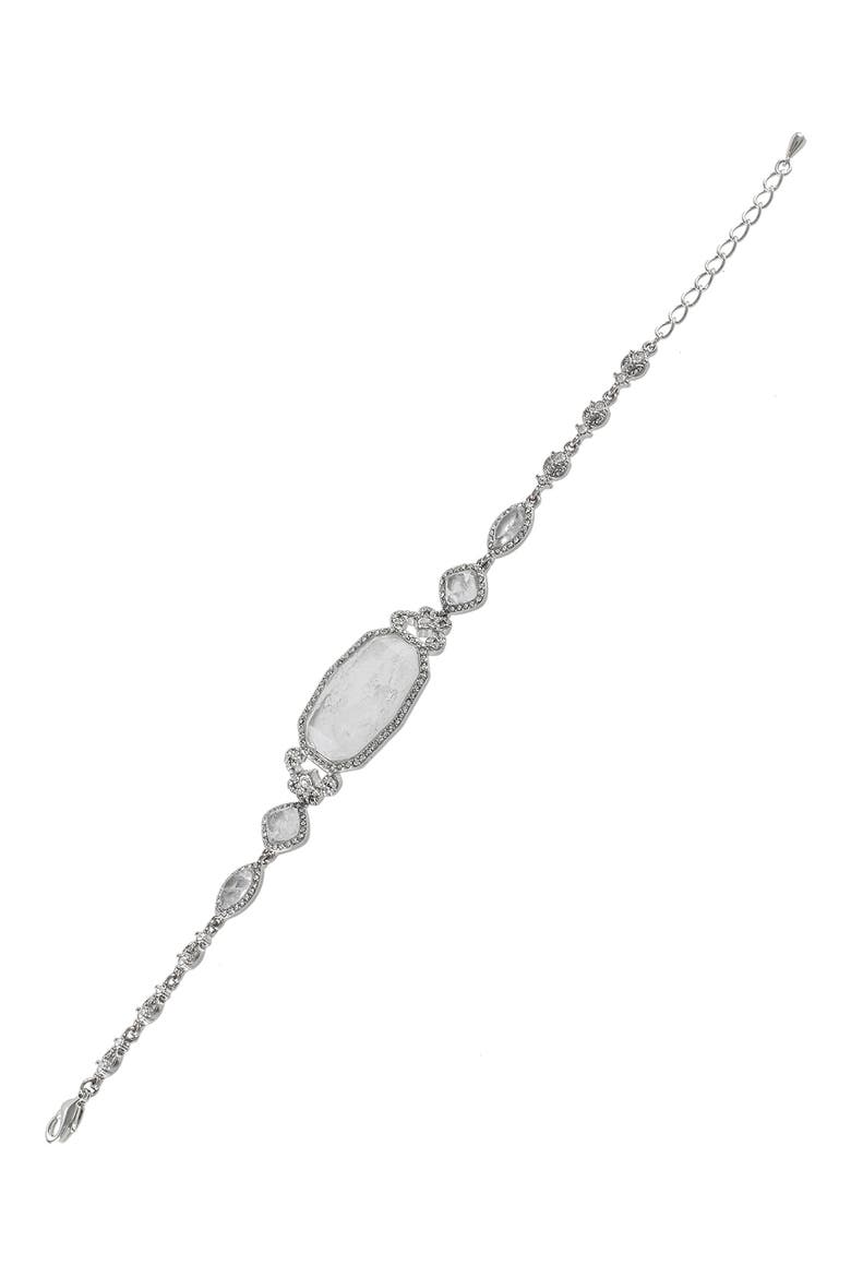 Semi Precious Milky Quartz & CZ Bracelet, Alternate, color, CLEAR/SILVER