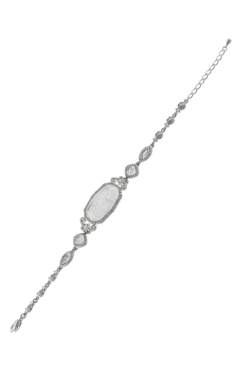 CZ by Kenneth Jay Lane Semi Precious Milky Quartz & CZ Bracelet, Alternate, color, Clear/Silver