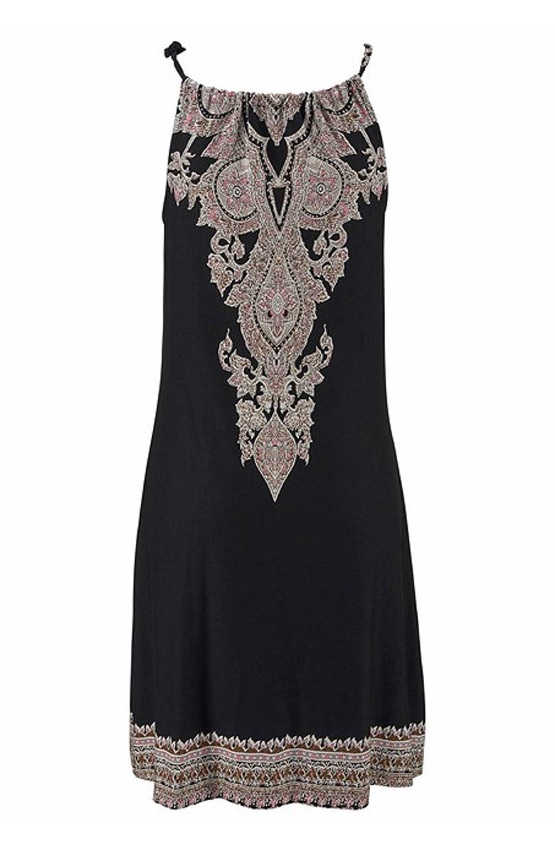 LASCANA Women's Strap Detail Keyhole Dress, Alternate, color, Black Printed