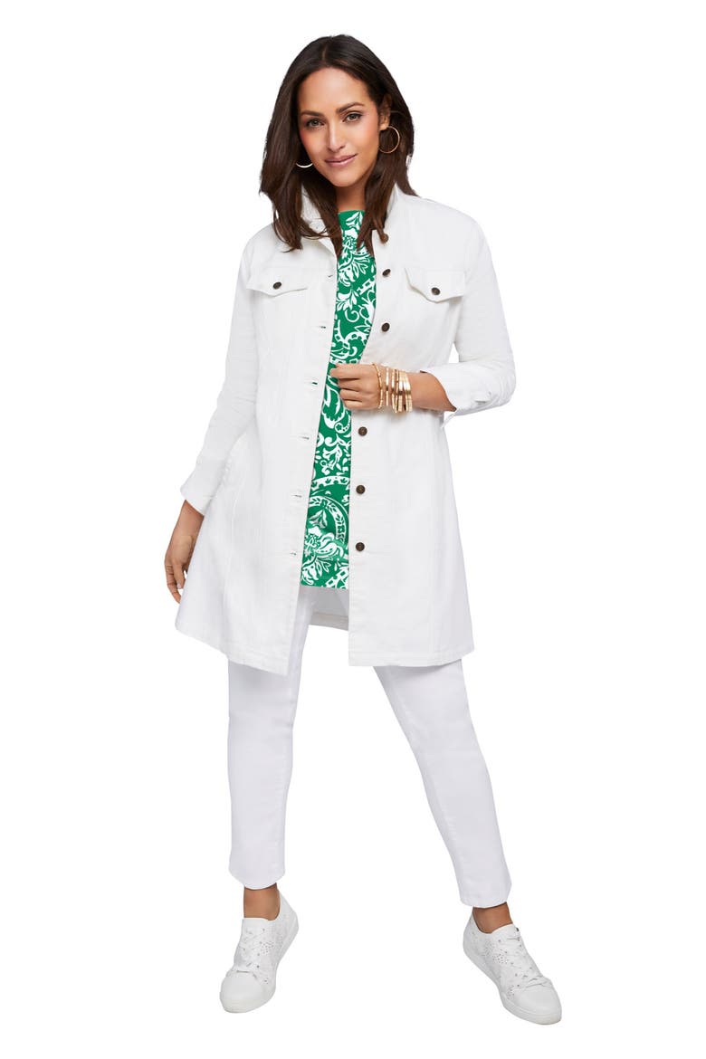 Long Denim Jacket, Main, color, WHITE
