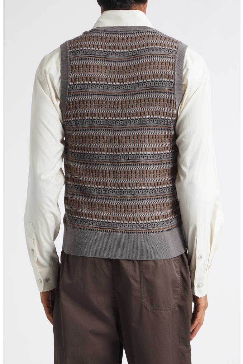 Jacquard Wool Blend Sweater Vest, Alternate, color, ALUMINIUM / OCHRE
