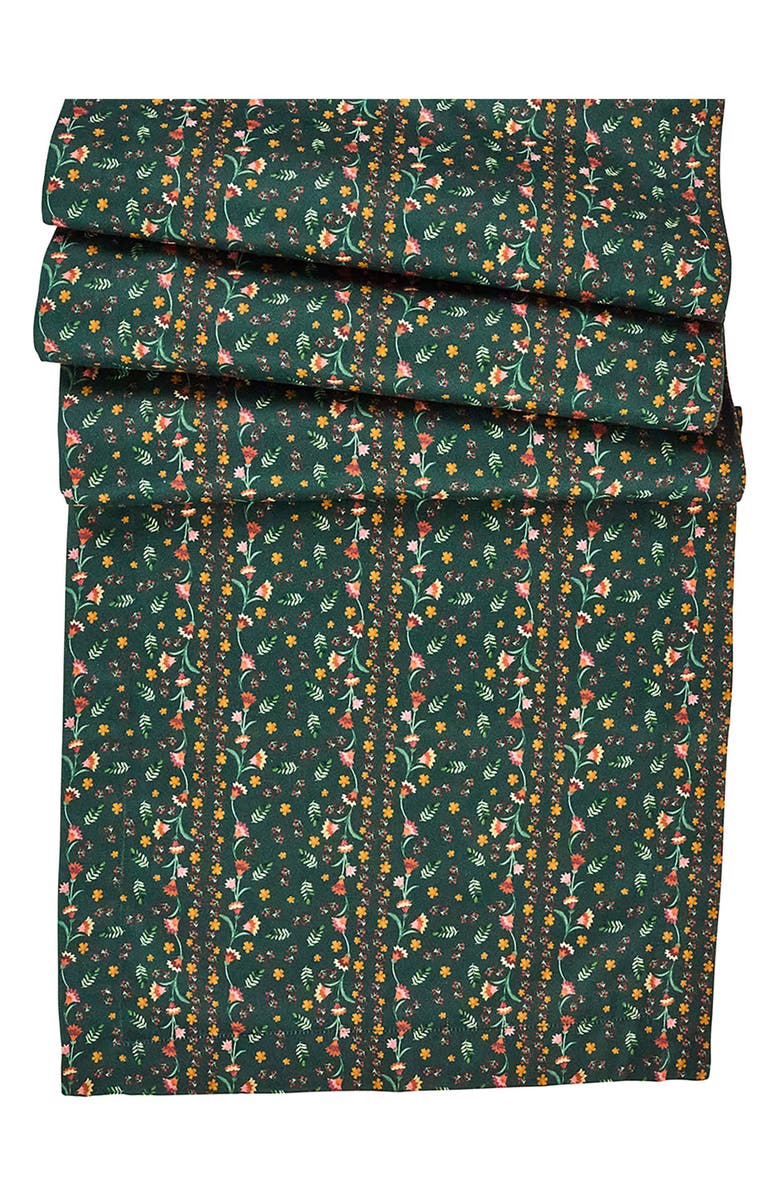 Juliska Klara Cotton Table Runner, Main, color, Evergreen