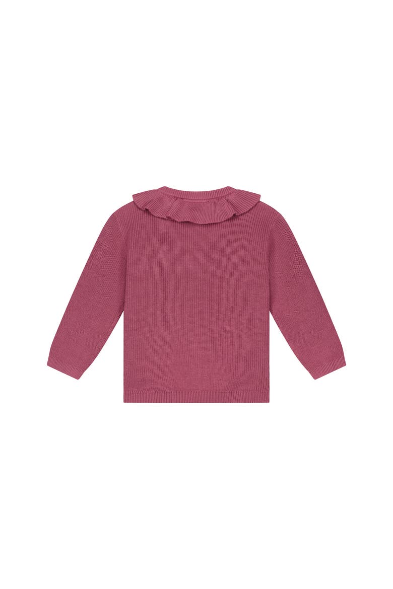 Ruffle Collar Cardigan, Alternate, color, Burgundy