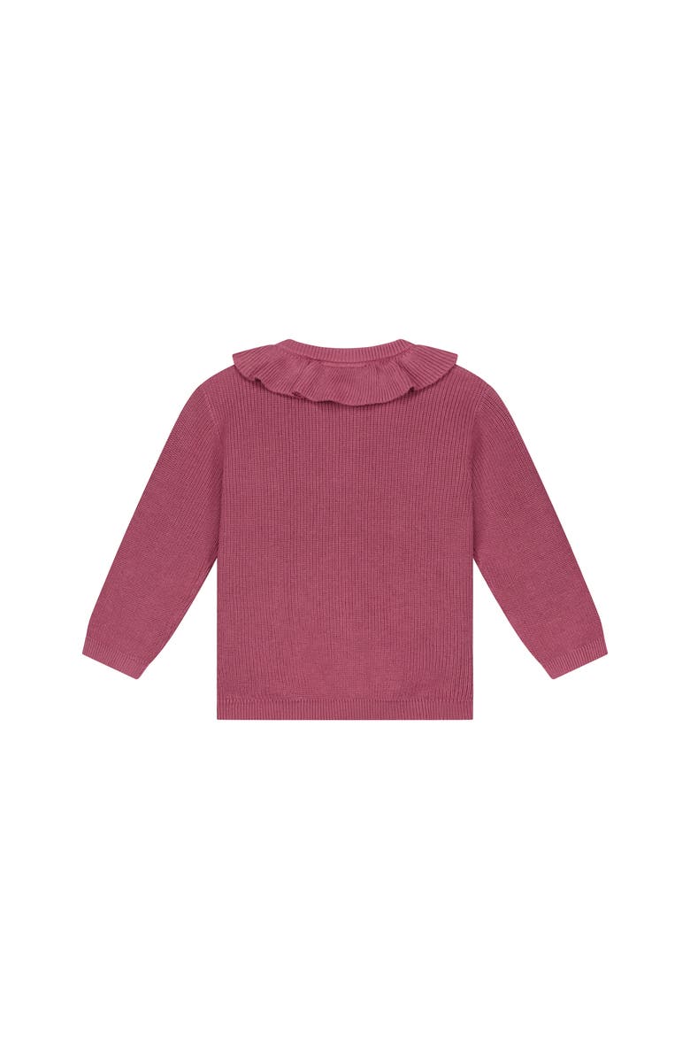 BABYFACE Ruffle Collar Cardigan, Alternate, color, Burgundy