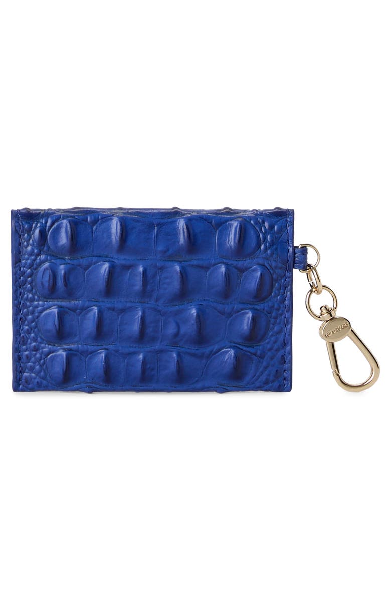 Brahmin Ricki Croc Embossed Leather Card Case, Alternate, color, Blue Alden Road