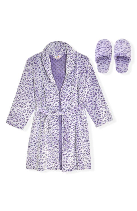 Kids' Leopard Spot Fleece Robe & Slippers Set (Big Kid)